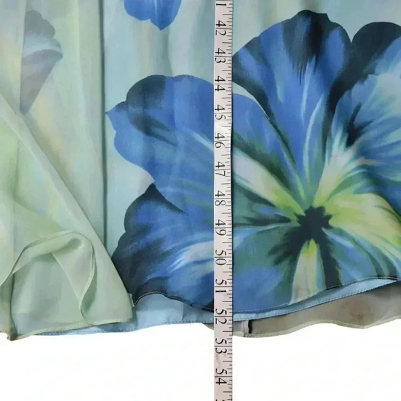 Jovani Gown Blue Green Floral Watercolor Beaded Strapless Chiffon Prom Grad 4 - Picture 15 of 15